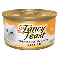 Fancy Feast tranche-dinde-dans-sauce, repas humide savoureux pour chat.