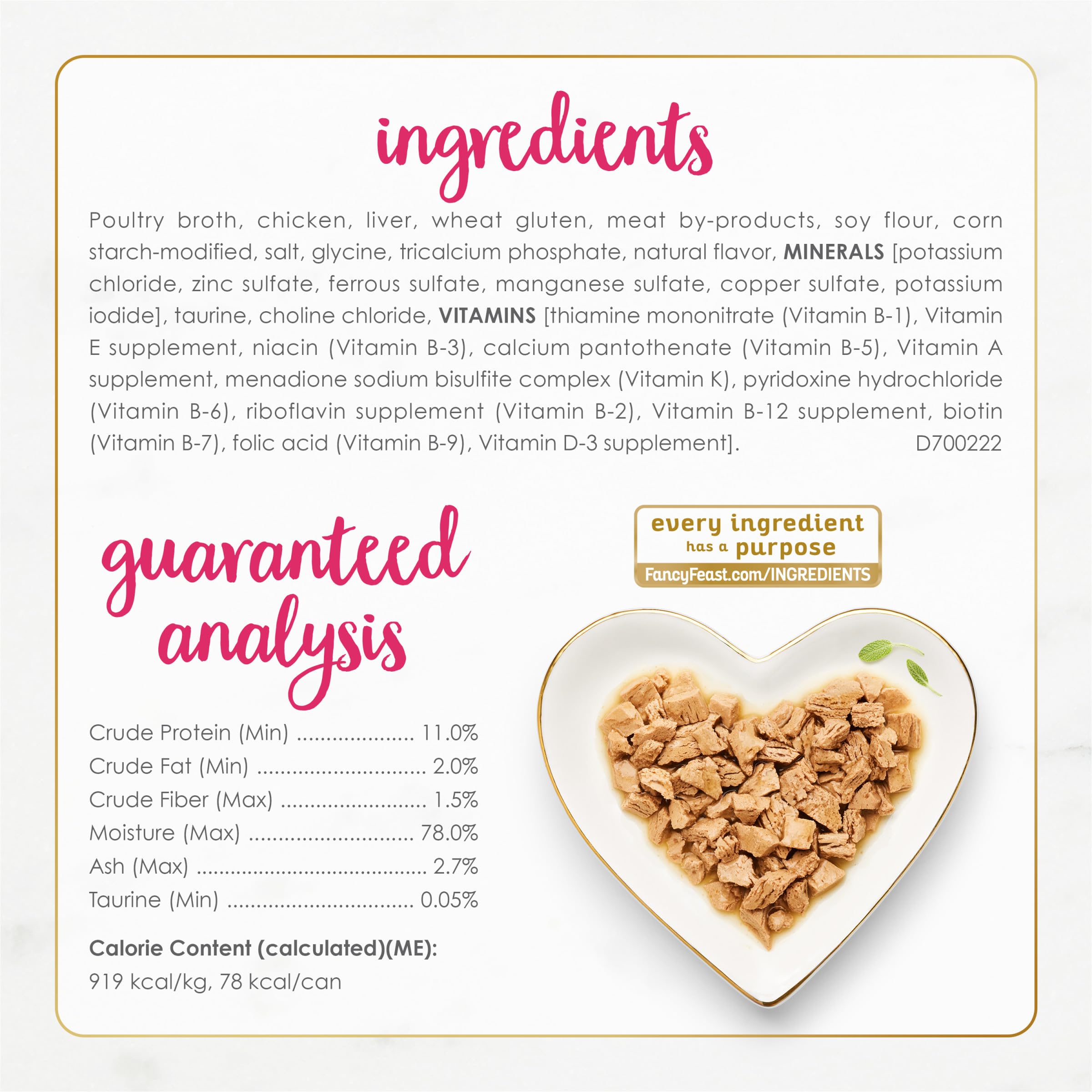 Fancy Feast poulet en tranches dans sauce onctueuse, source pratique de protéines.