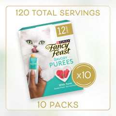 Fancy Feast tube sans colorants ni artificiels, friandise naturelle et simple.