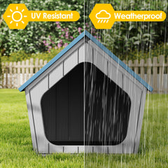 Fancyango - maison pour chien bleu extérieur, durable et résistant aux intempéries.