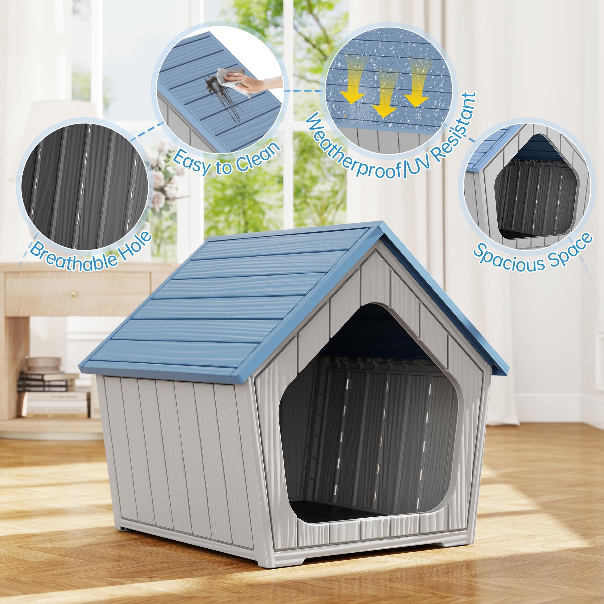Fancyango - maison pour chien bleu plastique robuste et durable.