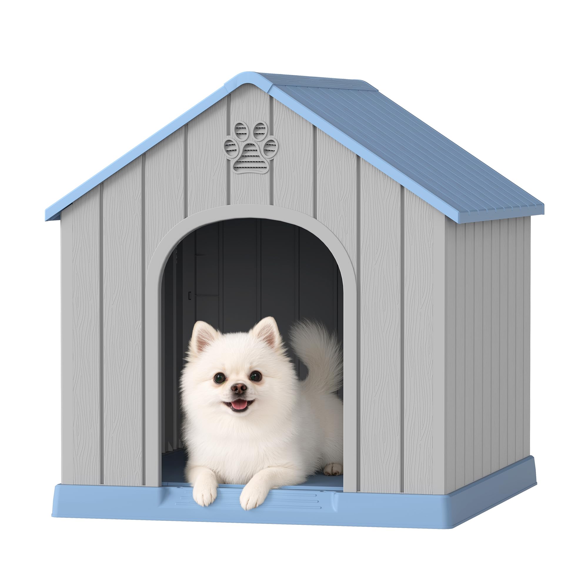 Fancyango maison chien avec planche surélevée pour isolation et propreté du sol.