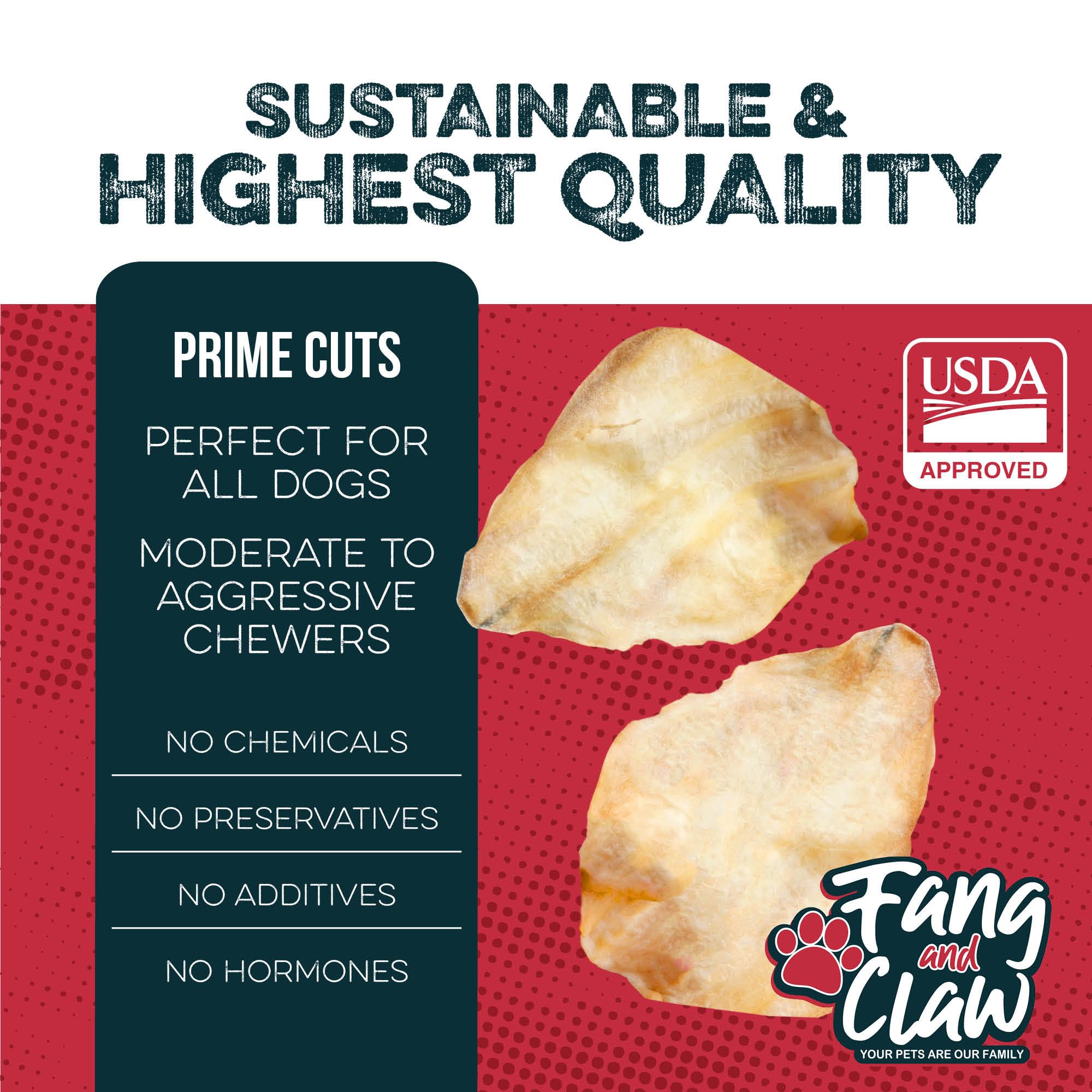 Fang and Claw – oreilles-buffle-eau-chien, sachet réclosable pour conservation.