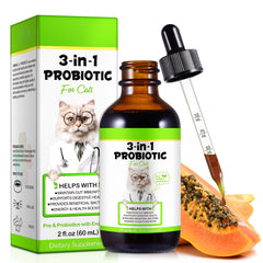 FANGCUN Probiotiques pour chats 3-en-1 — bouteille 60 ml, soutien digestif quotidien.