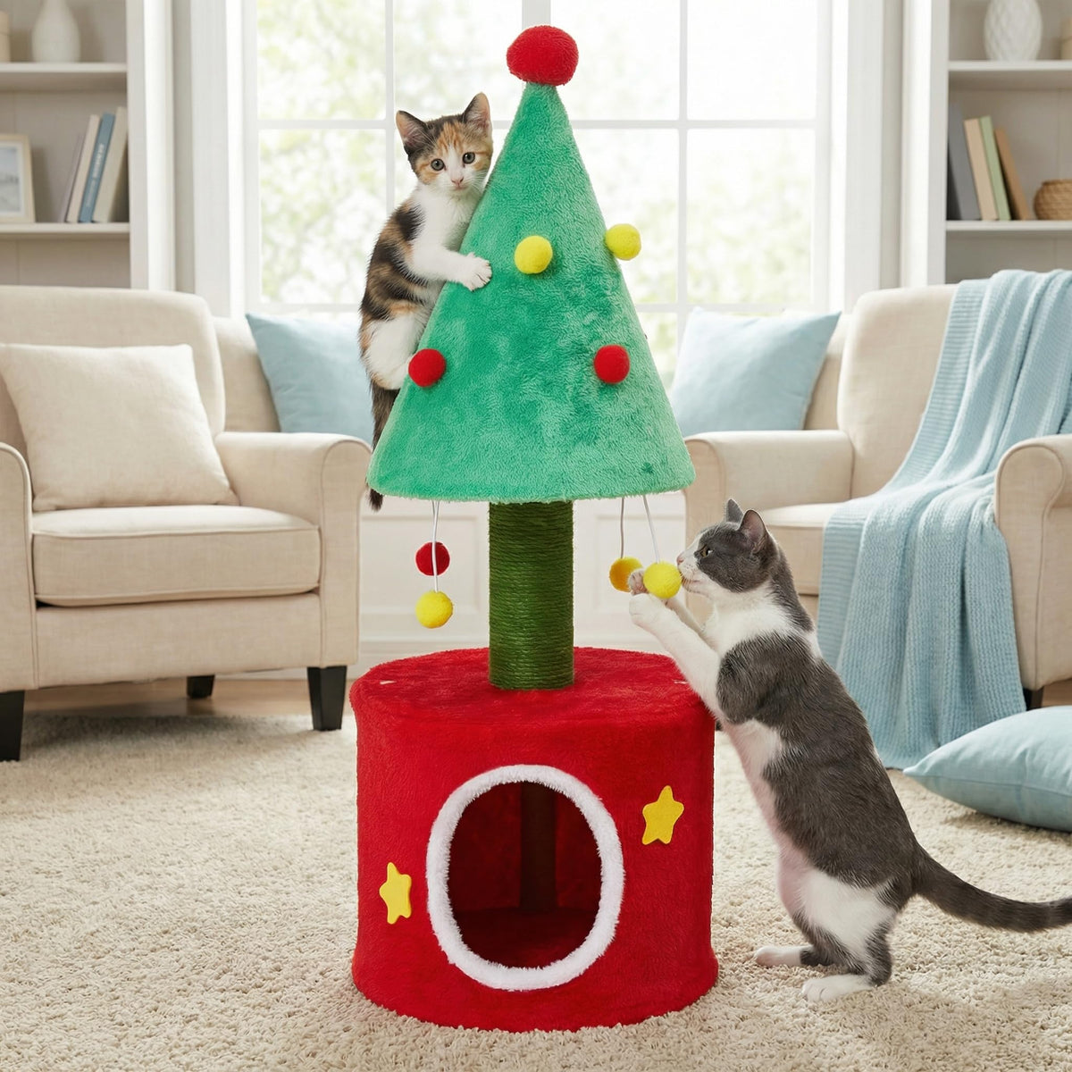 FansaFurn arbre-chat 32 pouces avec poteaux sisal pour griffage et jeu.