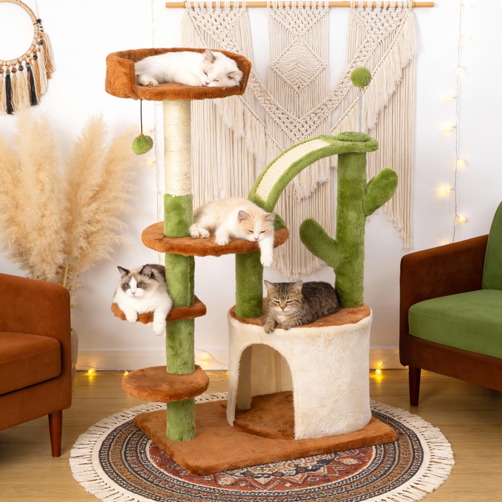 FansaFurn arbre-chat cactus-design intérieur, stimule l'exercice et l'observation.