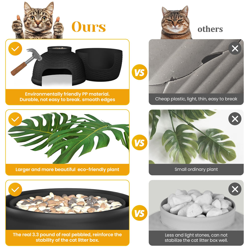 FansaFurn Bac litière PP solide, stabilité même pour chats actifs.