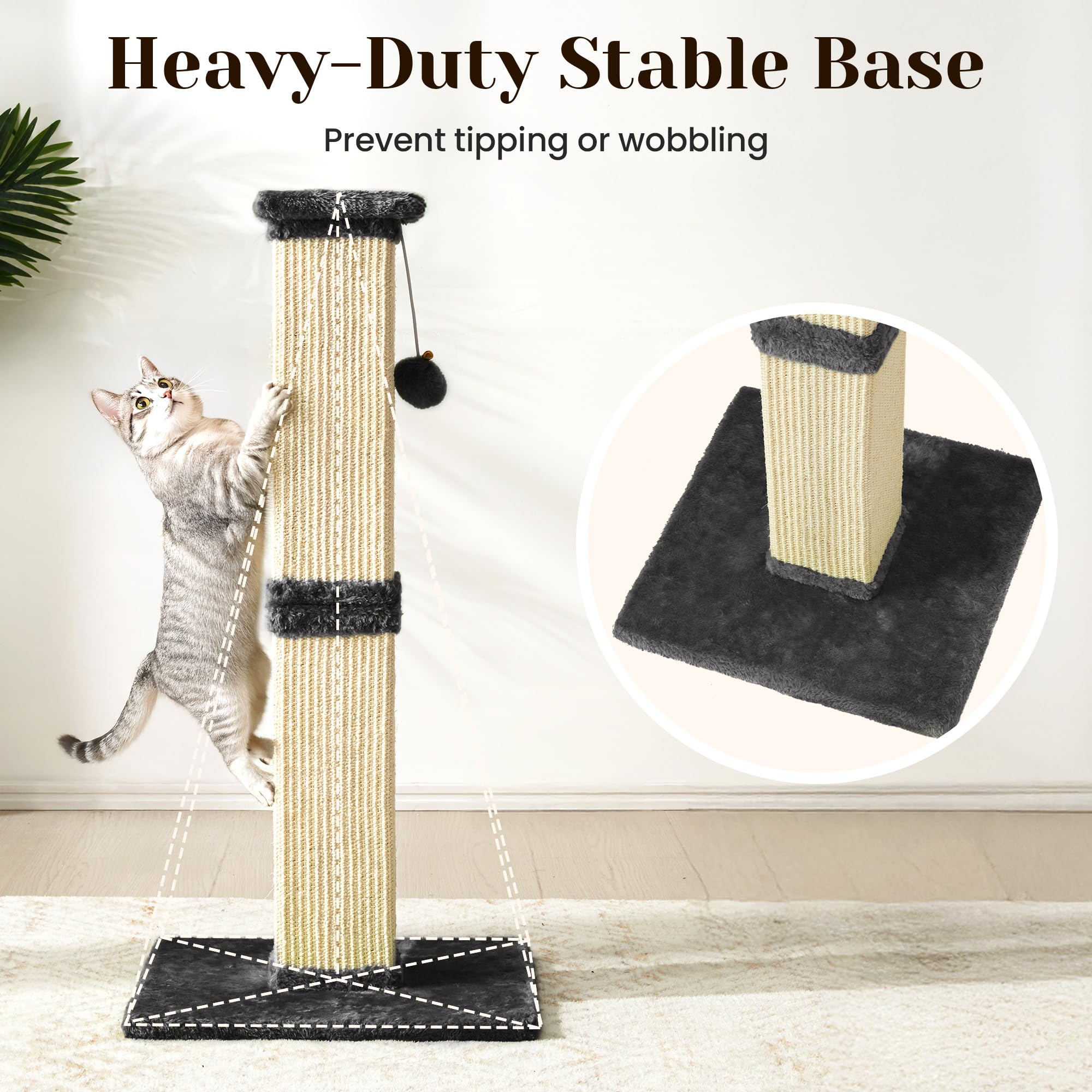 FansaFurn base renforcee, poste griffage stable même pour grands chats.