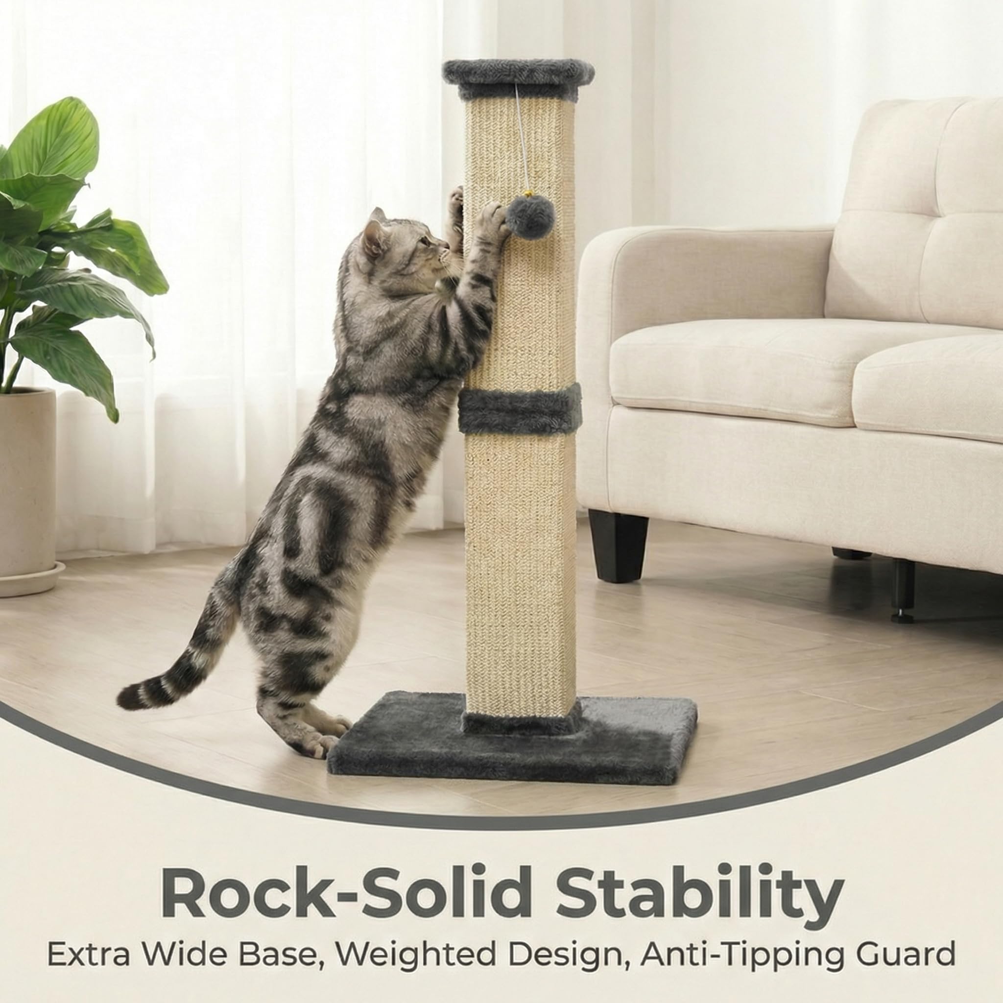 FansaFurn sisal dur, poste griffage chat-haut pour zones de griffage privilégiées.
