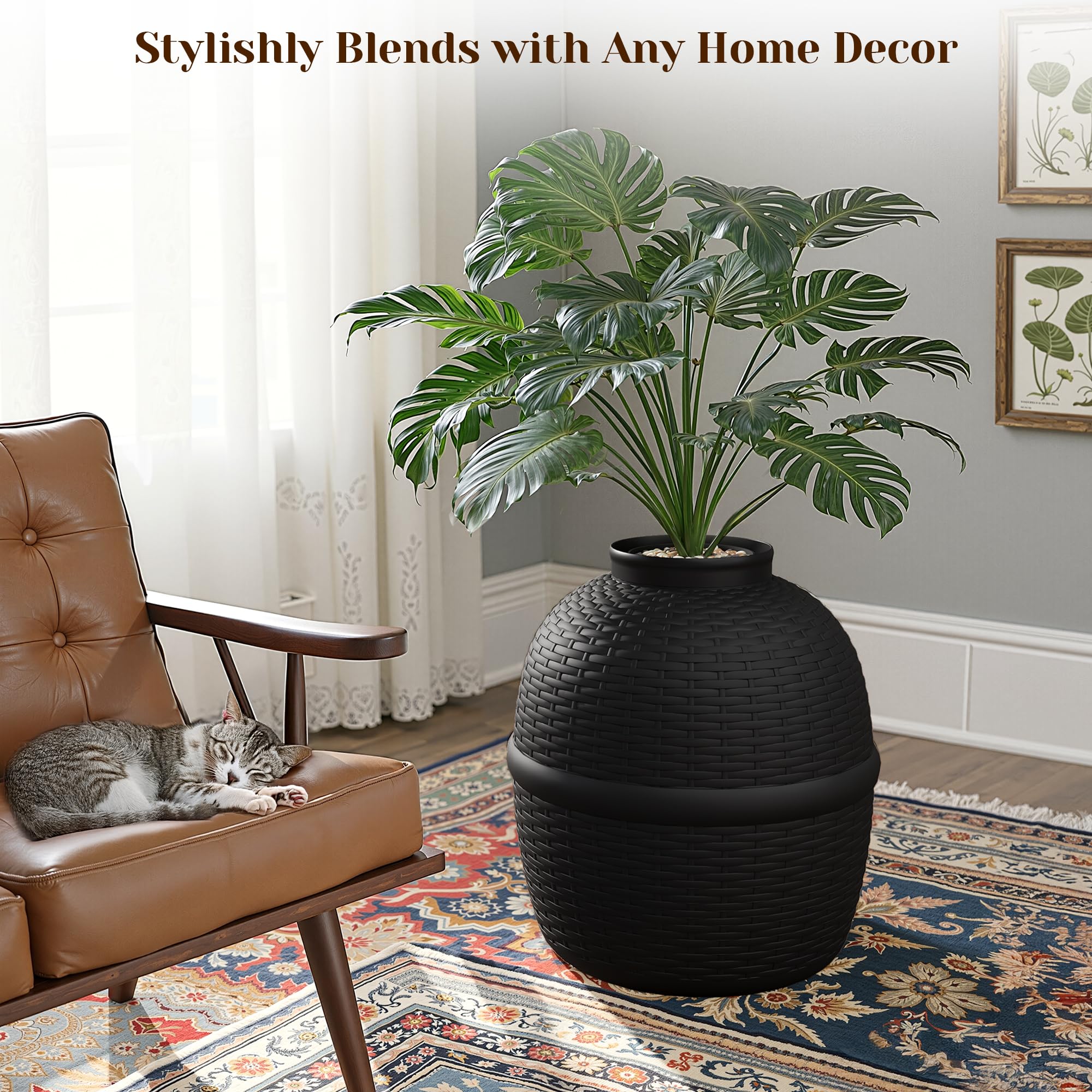 FansaFurn Plateau supérieur décoratif avec pierres naturelles.