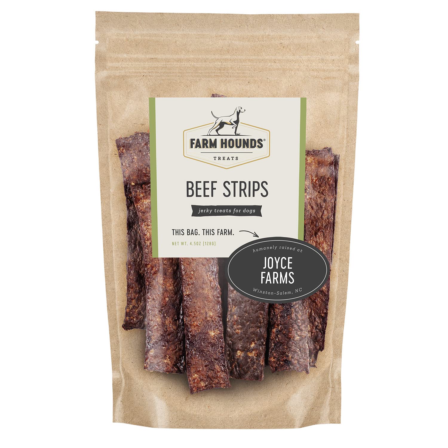Friandises Farm Hounds Bœuf, emballage visible, prêt pour l'entraînement.