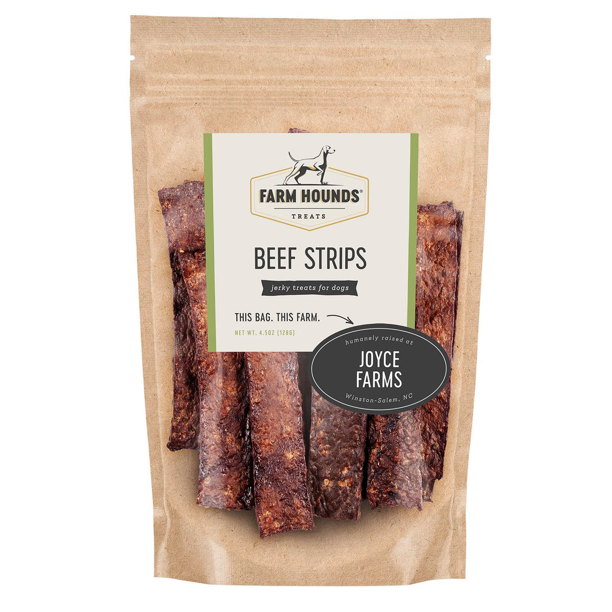 Friandises Farm Hounds Bœuf, emballage visible, prêt pour l'entraînement.