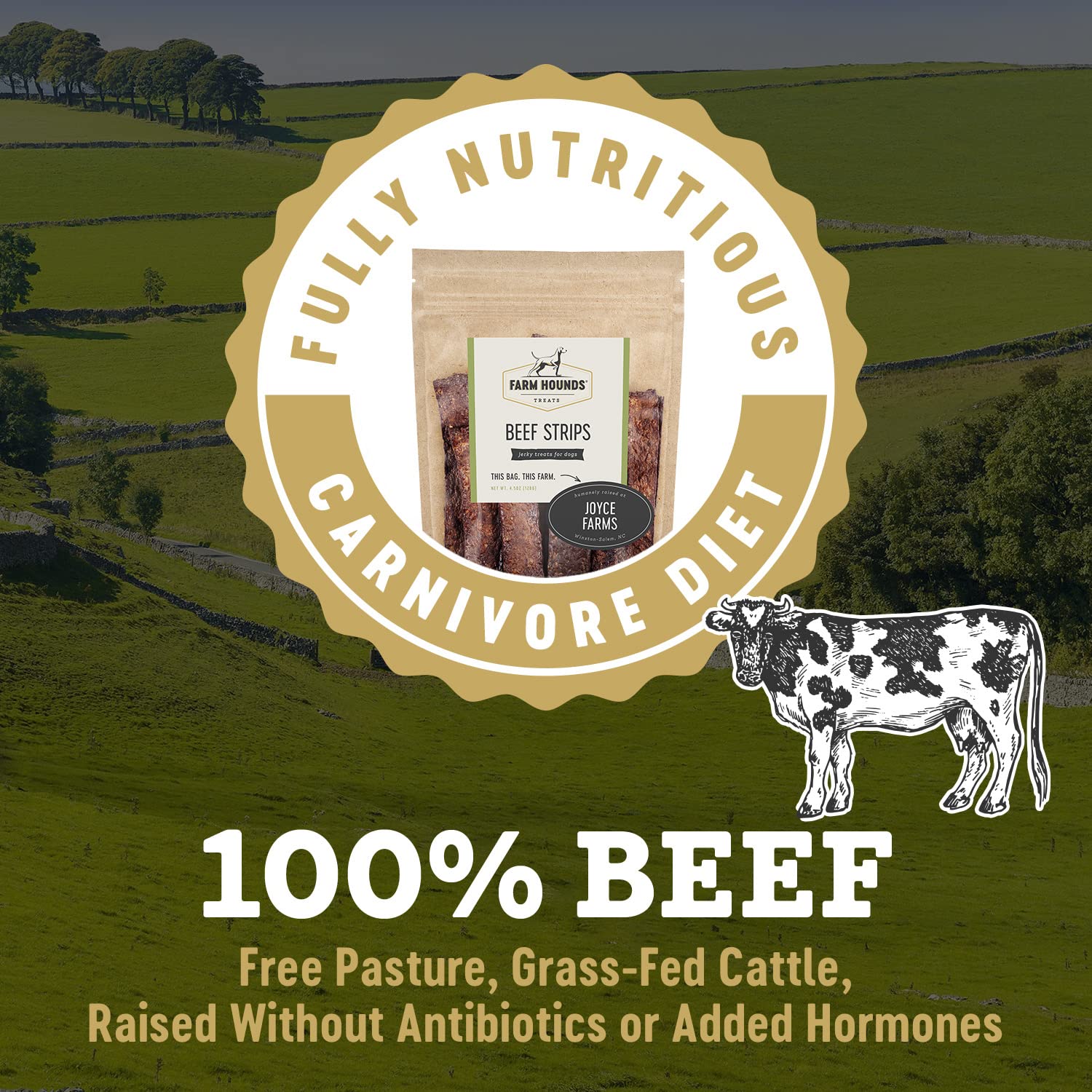 Ingrédients pâturage Farm Hounds Bœuf, sans additifs pour chien.