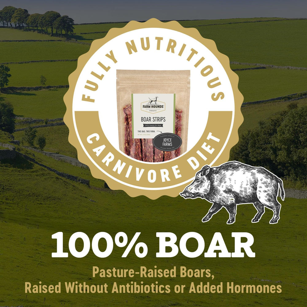 Farm Hounds Boars Strips - morceaux séchés, texture naturelle pour chien.