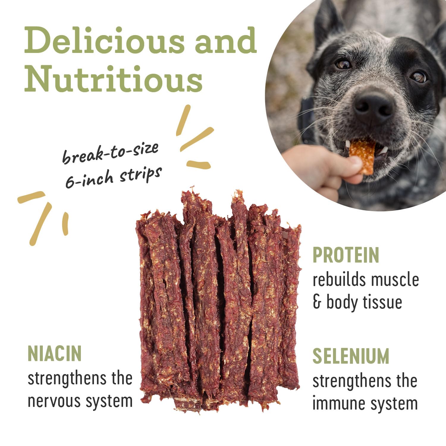 Farm Hounds Boars Strips - portions coupées, pratique pour casser facilement.