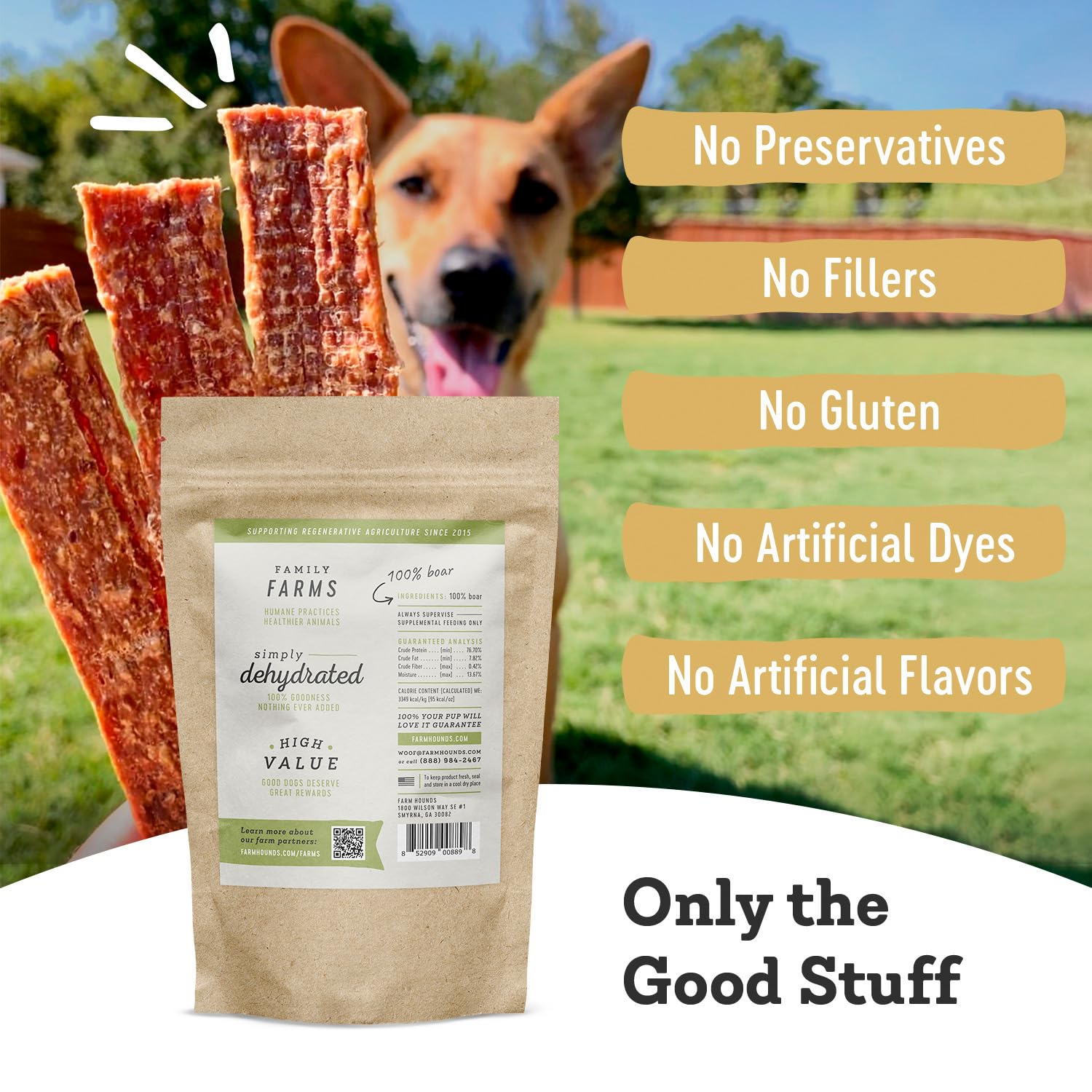 Farm Hounds Boars Strips - sans additifs, friandise naturelle pour chien.