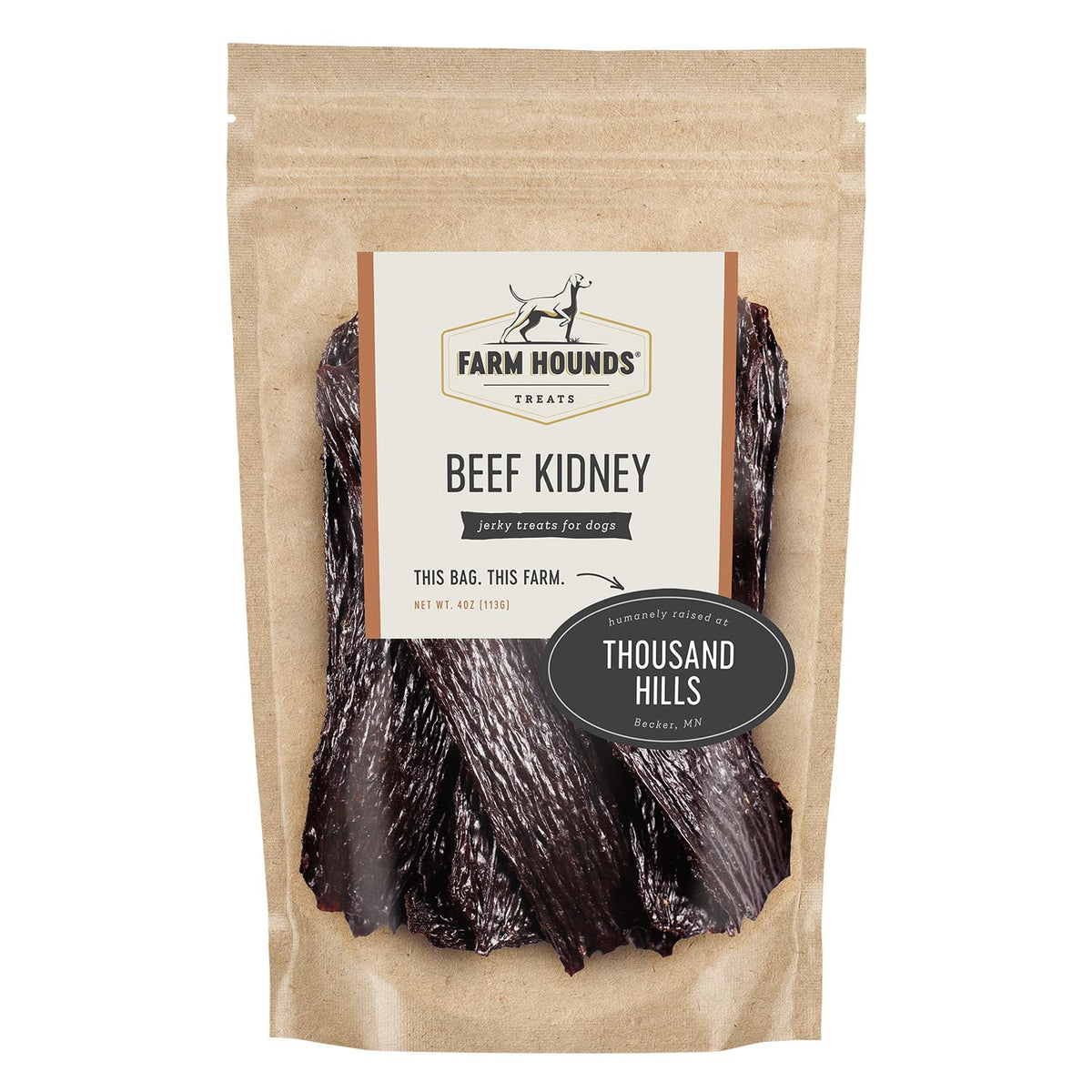 Farm Hounds rein de bœuf séché emballage 4 onces — friandise naturelle pour chiens