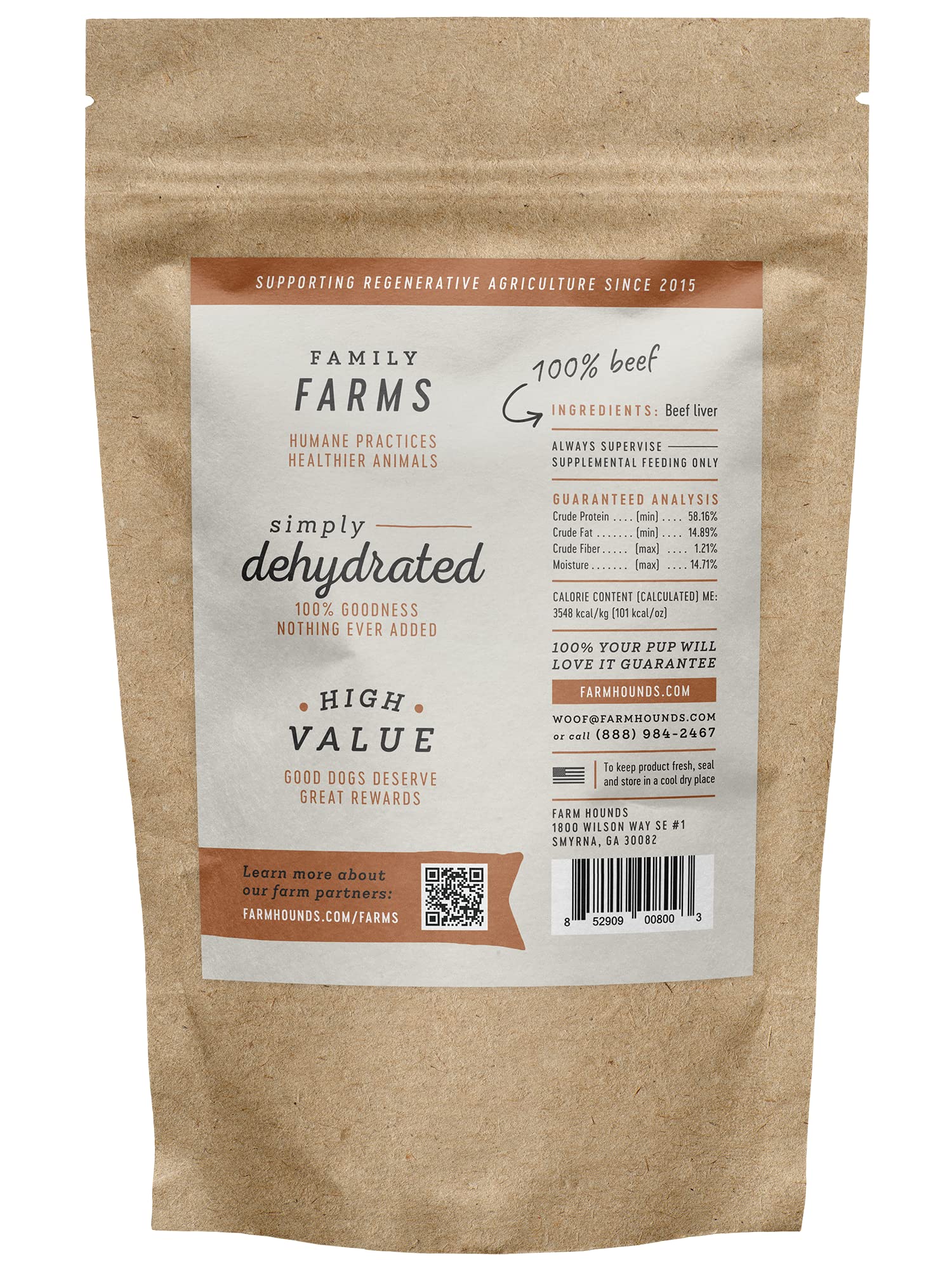 Farm Hounds tranches fines de foie, ingrédients simples et naturels.