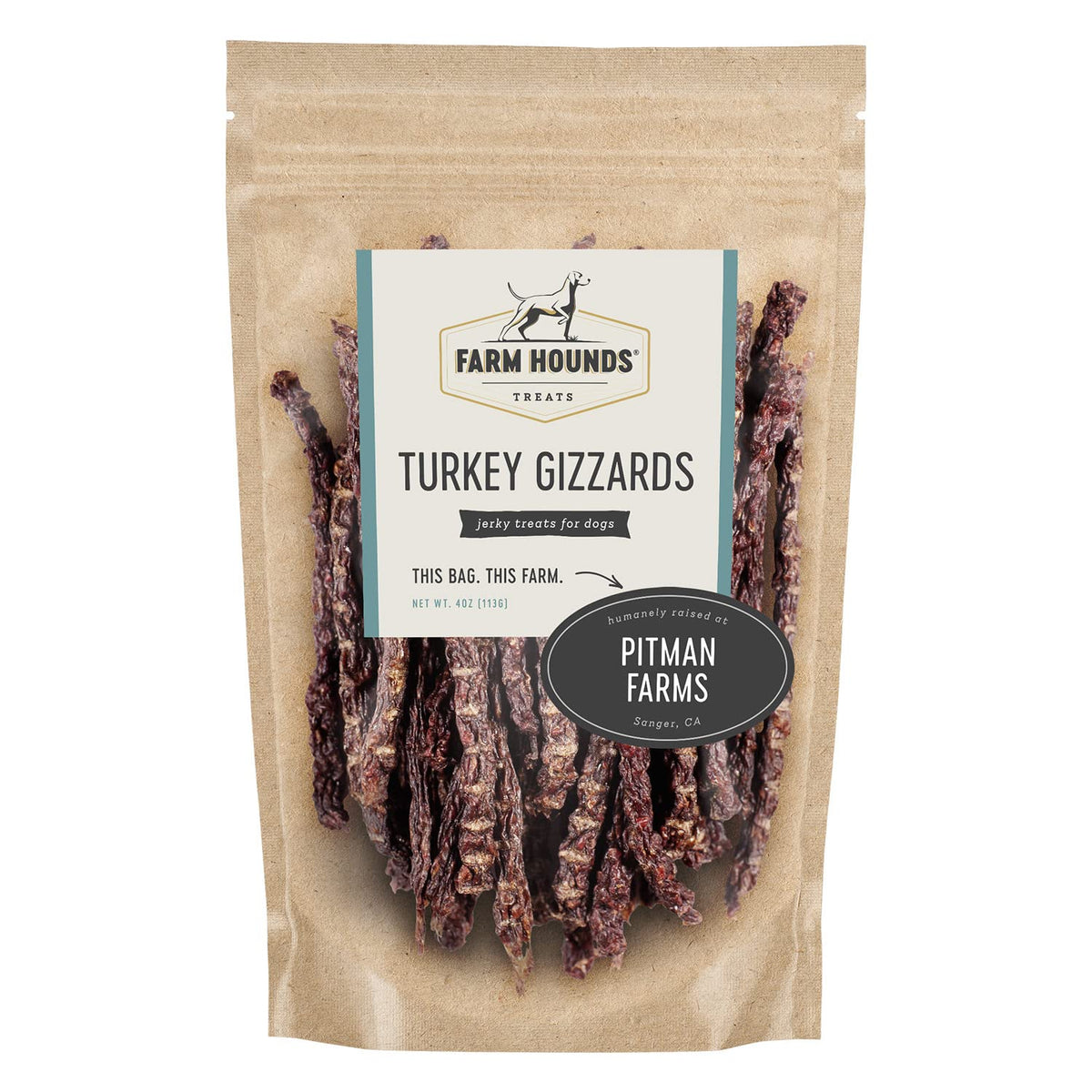 Farm Hounds gesiers dinde pack 4oz, friandise pratique pour entraînement.