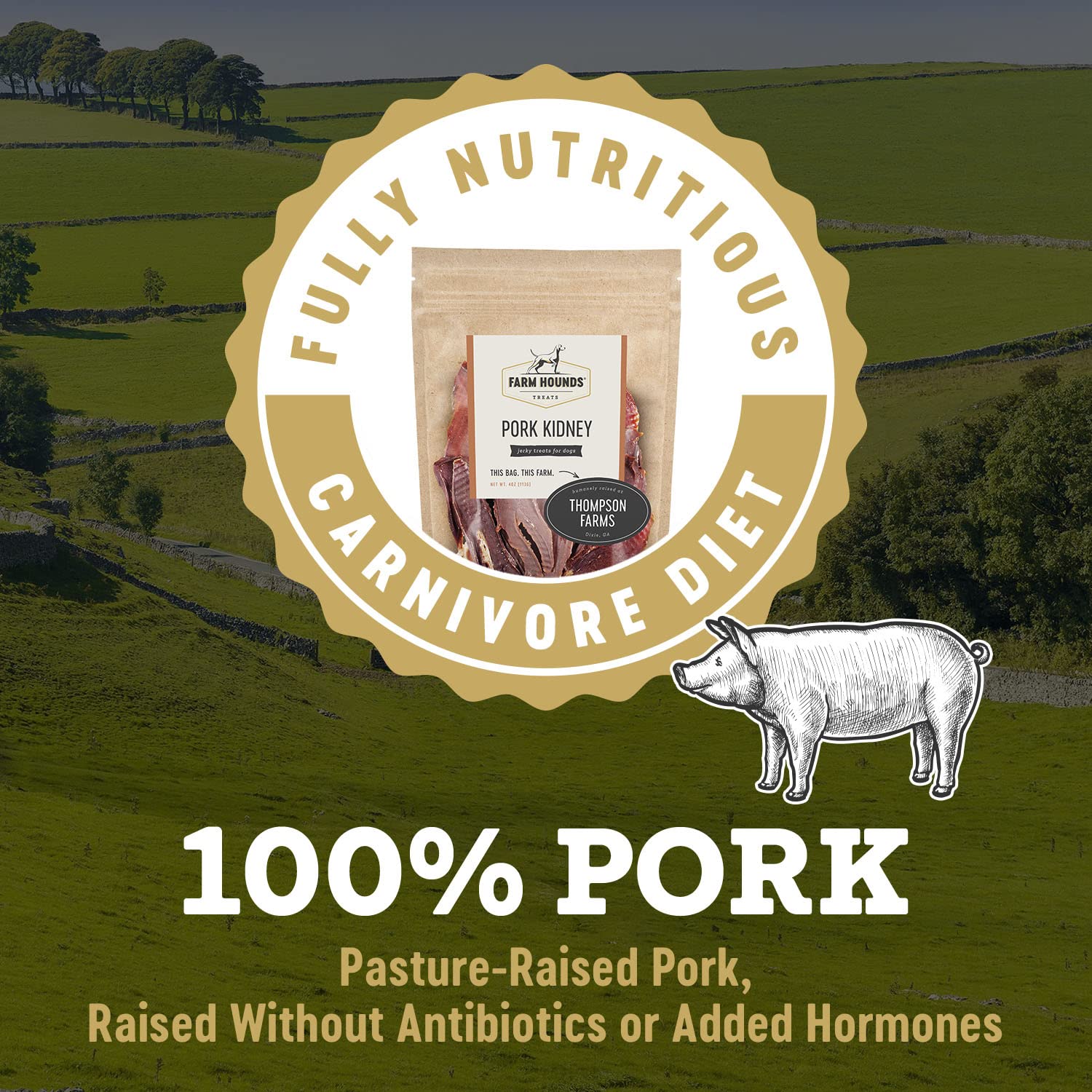 Ingrédients 100% rognons de porc, sans additifs.