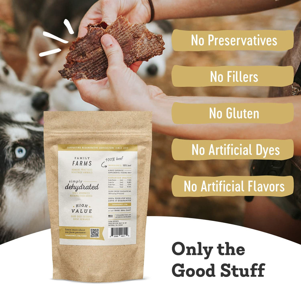 Farm Hounds Jerky Boeuf - Sans additifs, friandise naturelle et saine.