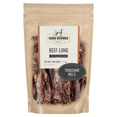 Farm Hounds poumon de boeuf séché emballage 2 oz sans additifs.
