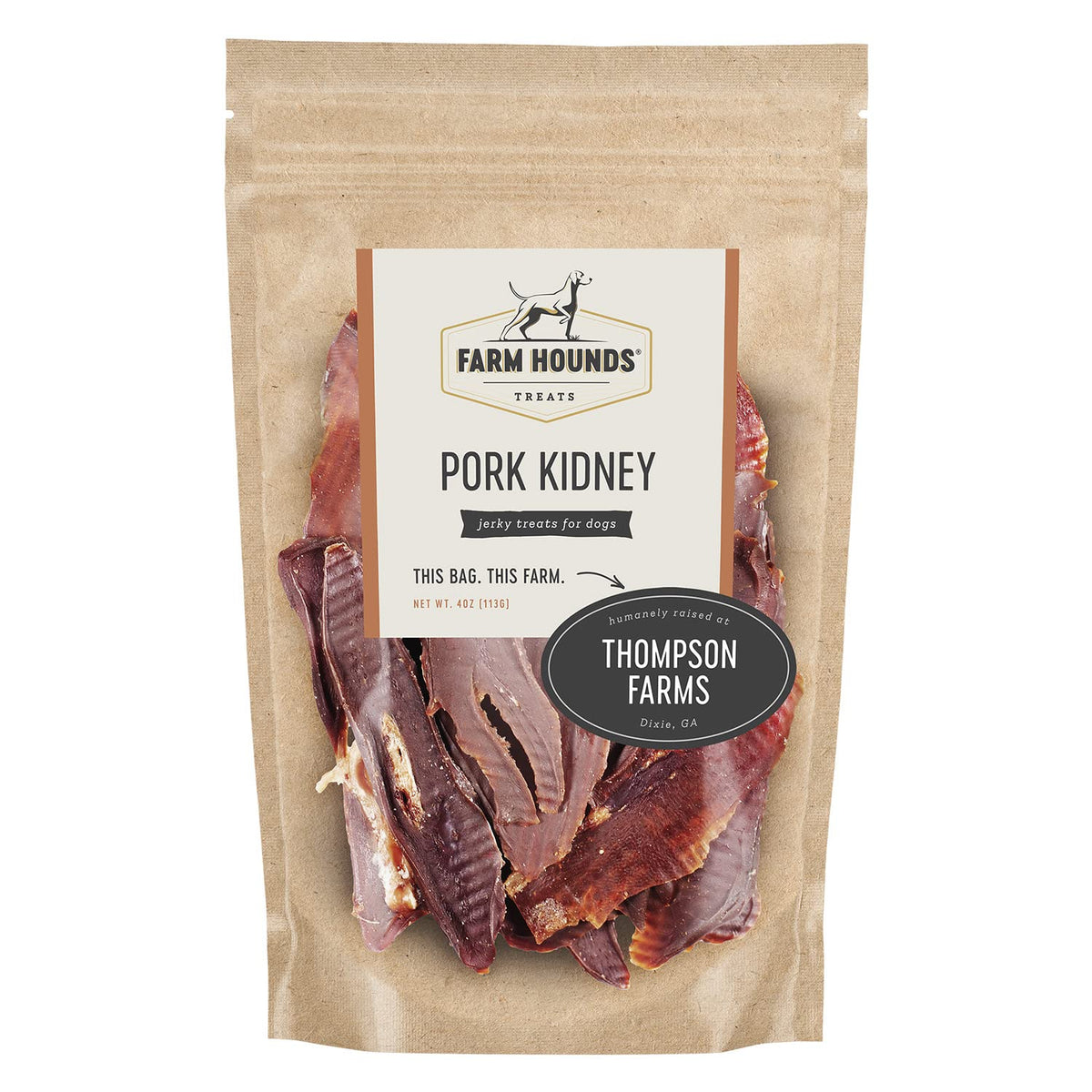 Friandise Farm Hounds rognons de porc séchés pour chien.