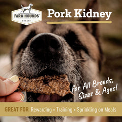 Sachet Farm Hounds 4oz rognons de porc, récompense pratique.