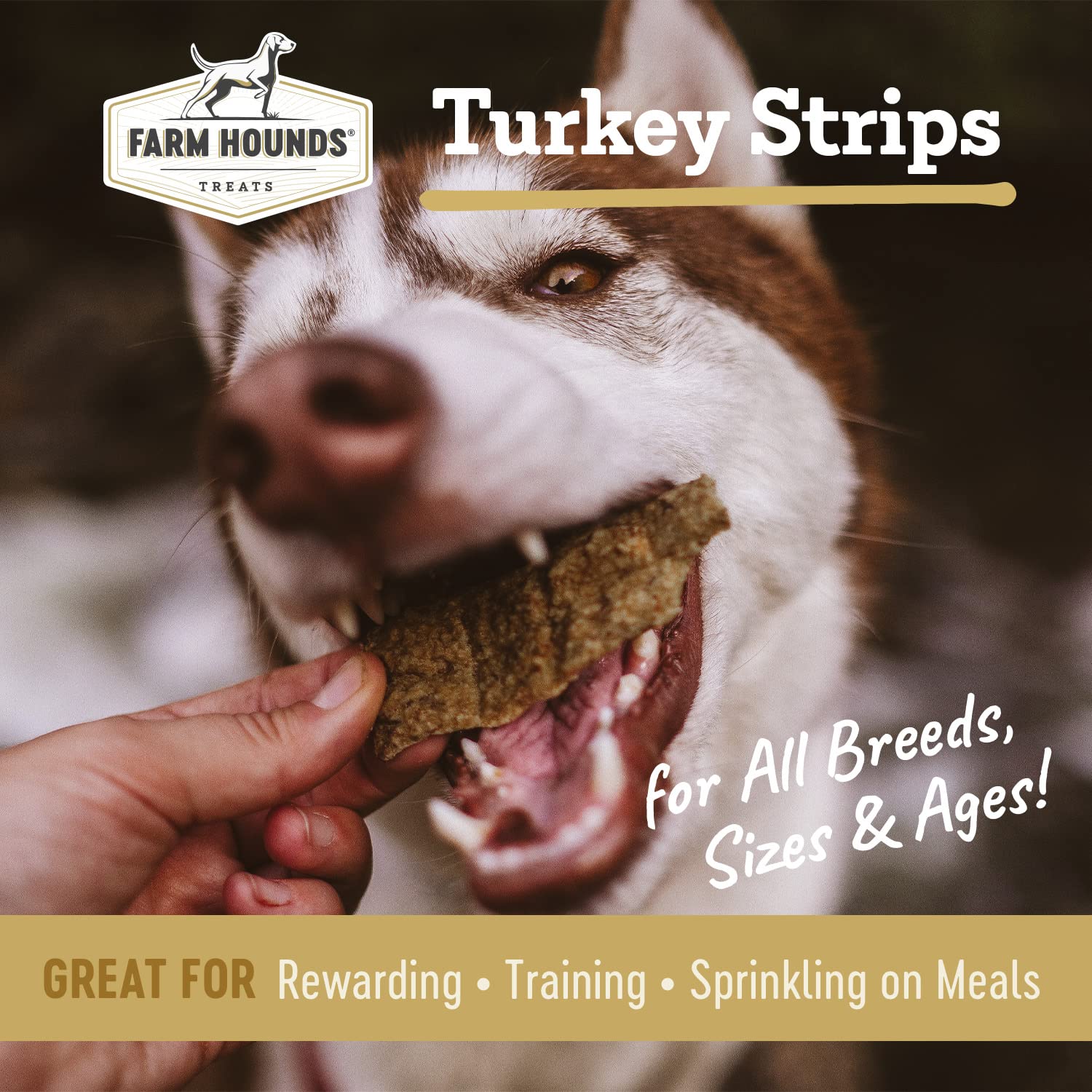 Farm Hounds Tranches dinde naturel sans additifs, snack sain pour chiens