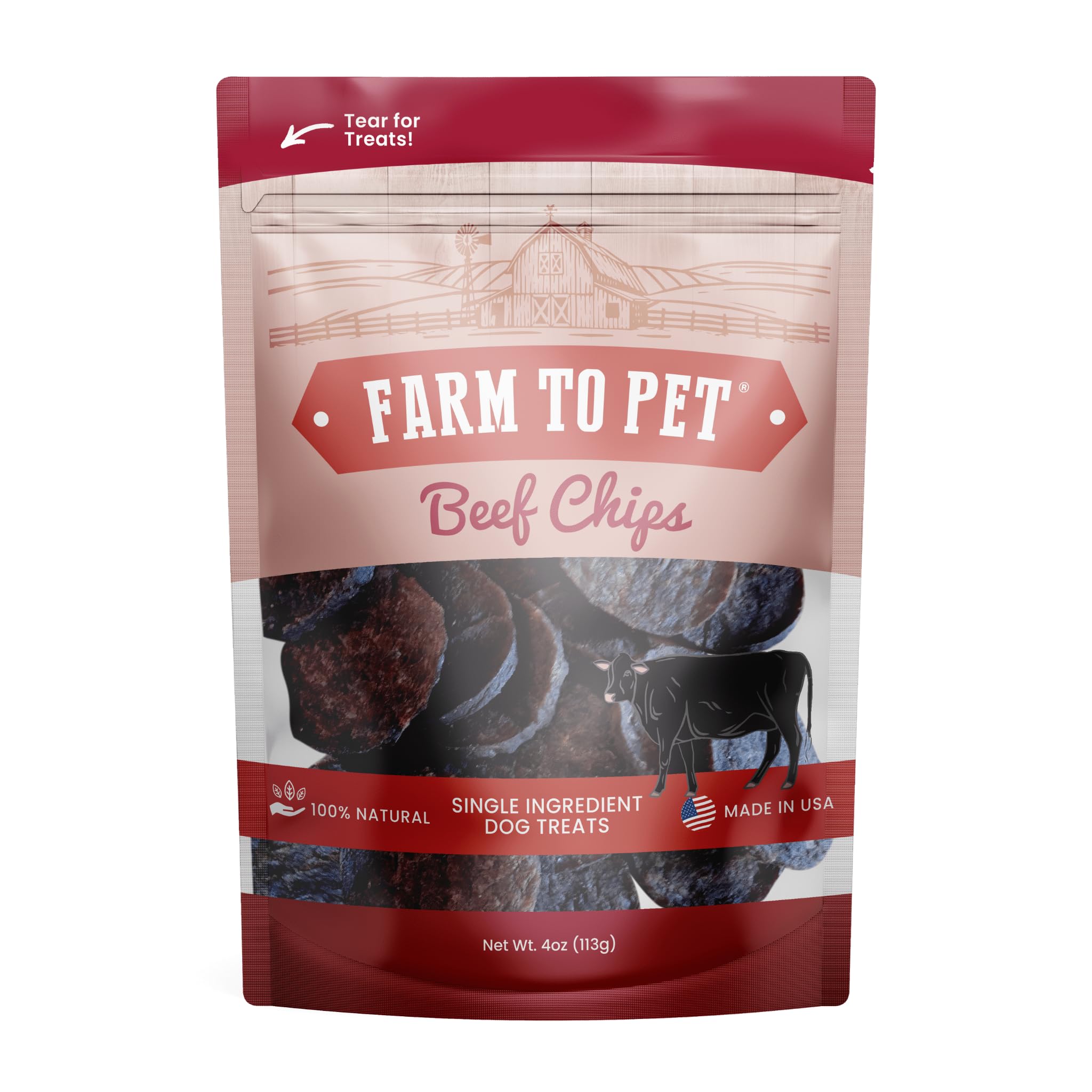 Farm To Pet - chips boeuf entrainement ouverte, friandise croquante utile pour le dressage