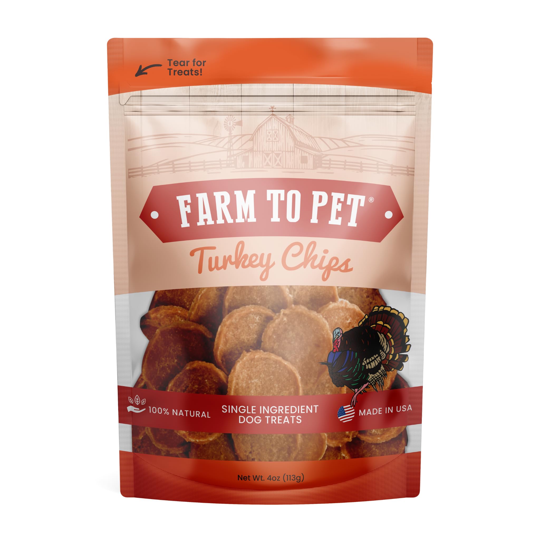Farm To Pet: chips de dinde pour l’entraînement, croquantes et savoureuses.