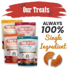 Farm To Pet chips dinde — snack naturel et pauvre en graisses pour chien actif.