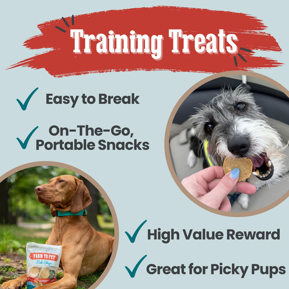 Entraînement canin avec Farm To Pet: chips faciles à casser pour récompenses.