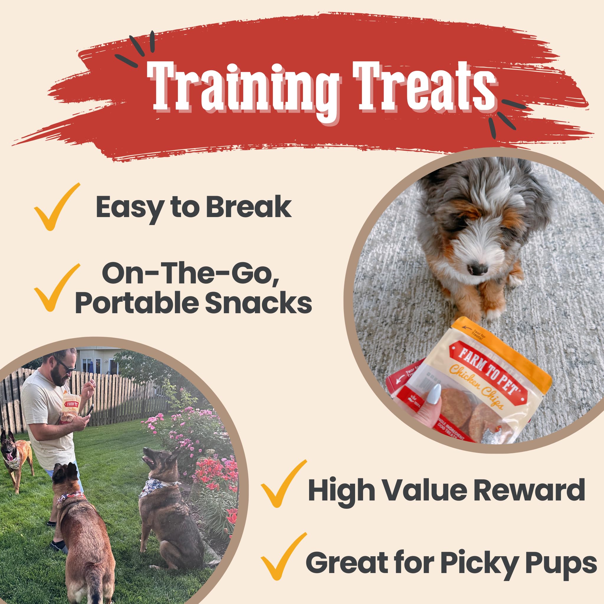 Farm To Pet friandises à la dinde, ingrédient unique et sans additifs pour chiens.