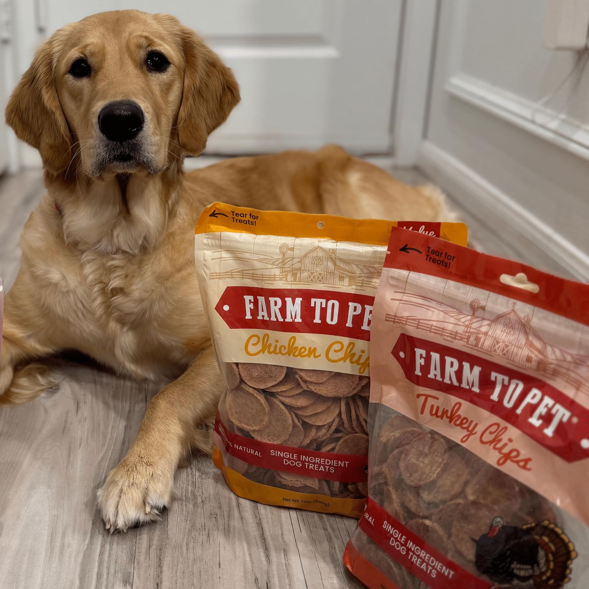Farm To Pet fabriqué aux États-Unis, morceaux simples et faciles à partager.