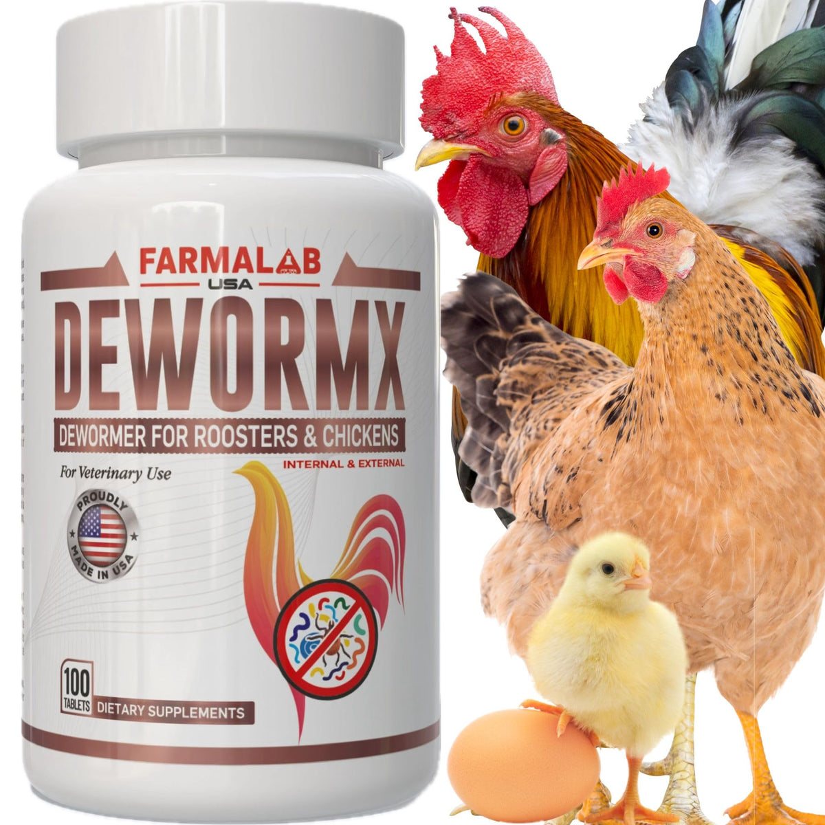 Farmalab déparasitant naturel pour poules — emballage pratique et usage facile.