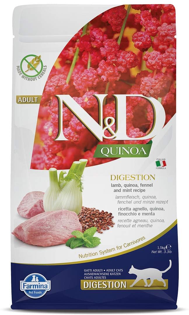 Farmina N&D Quinoa Digestion sac 1,5 kg, pratique à ranger.