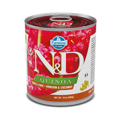 Farmina N&D Quinoa Pâté Venison et Coco pour chien, soin du pelage et peau saine