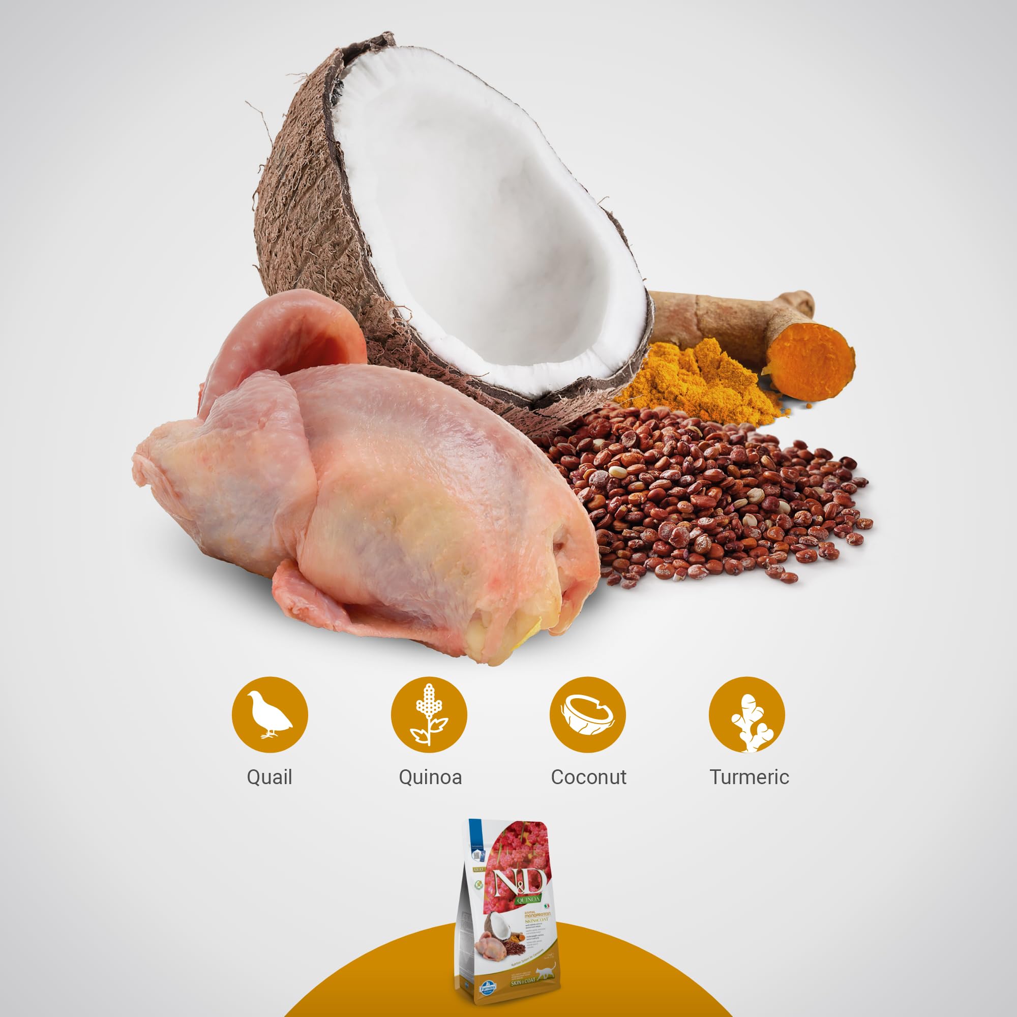 Farmina Quinoa Peau et Poil Caille: antioxydants naturels pour conservation des croquettes