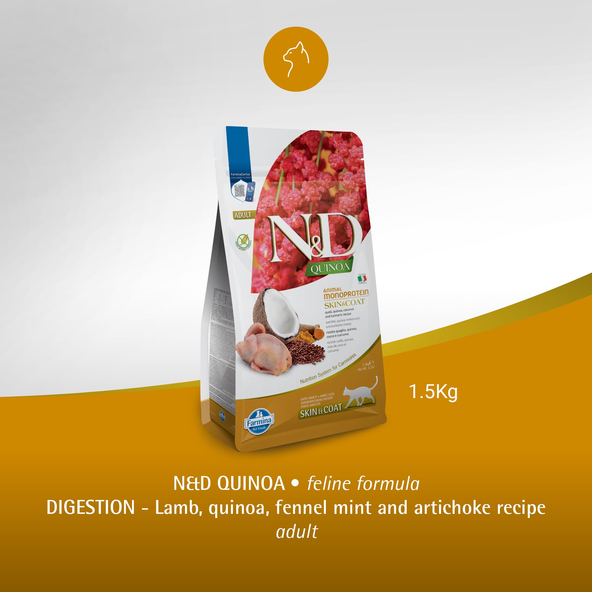 Farmina Quinoa Peau et Poil Caille: curcuma et compléments naturels