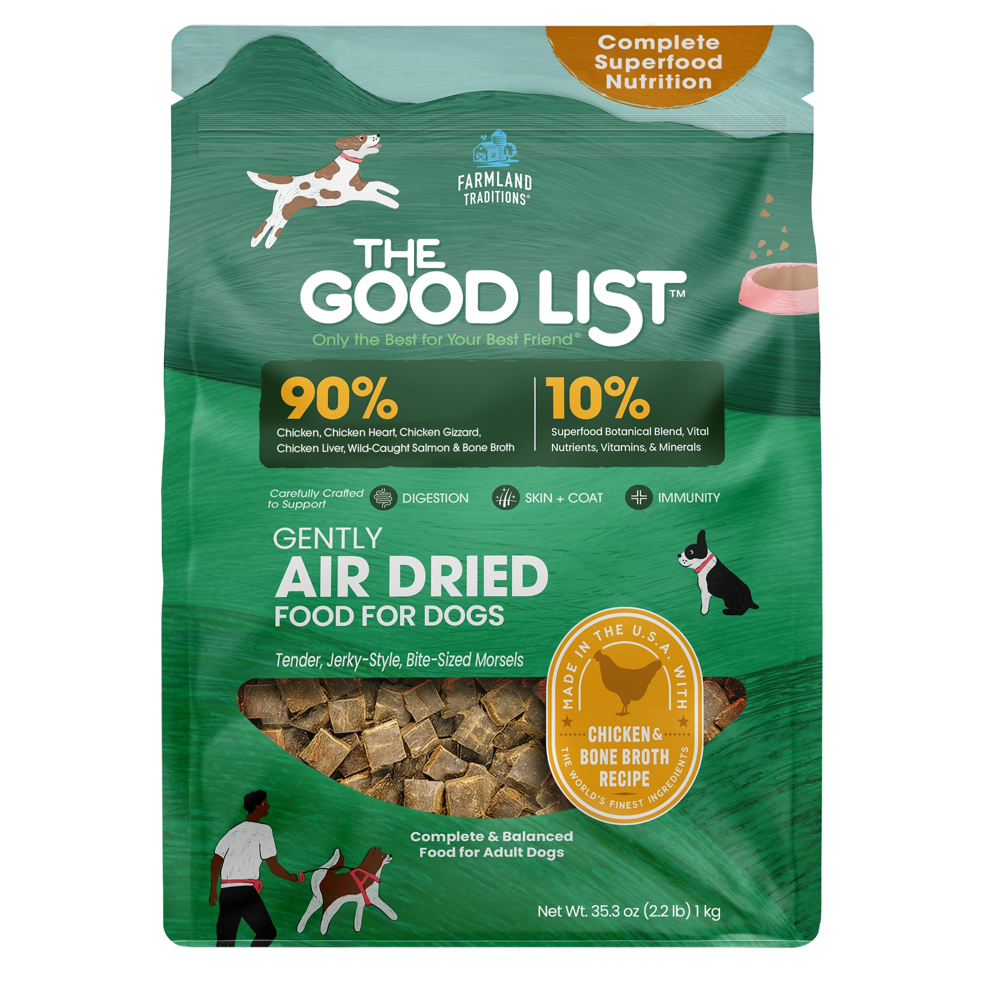 Farmland Traditions – alimentation seche chien poulet bouillon, favorise pelage brillant.