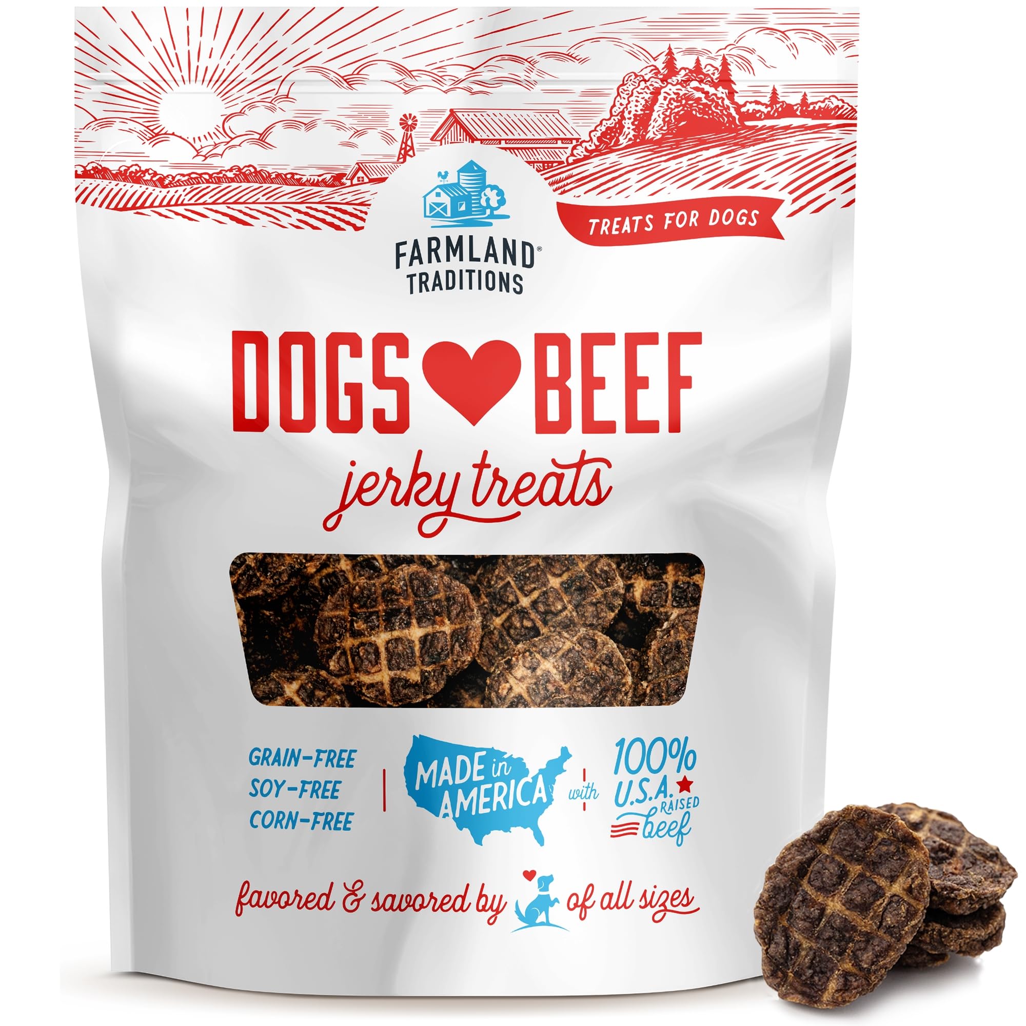 Friandise Farmland Traditions Boeuf Jerky dans son emballage pratique.