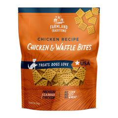 Farmland Traditions Bouchées Poulet et Gaufre, emballage pratique, récompense savoureuse pour chiens.