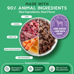 Farmland Traditions – ingrédients agneau, venaison, foie et saumon, protéine de qualité pour chiens actifs