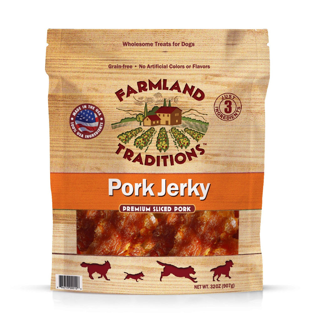 Farmland Traditions, porc séché pour chien, idéal pour l’entraînement.