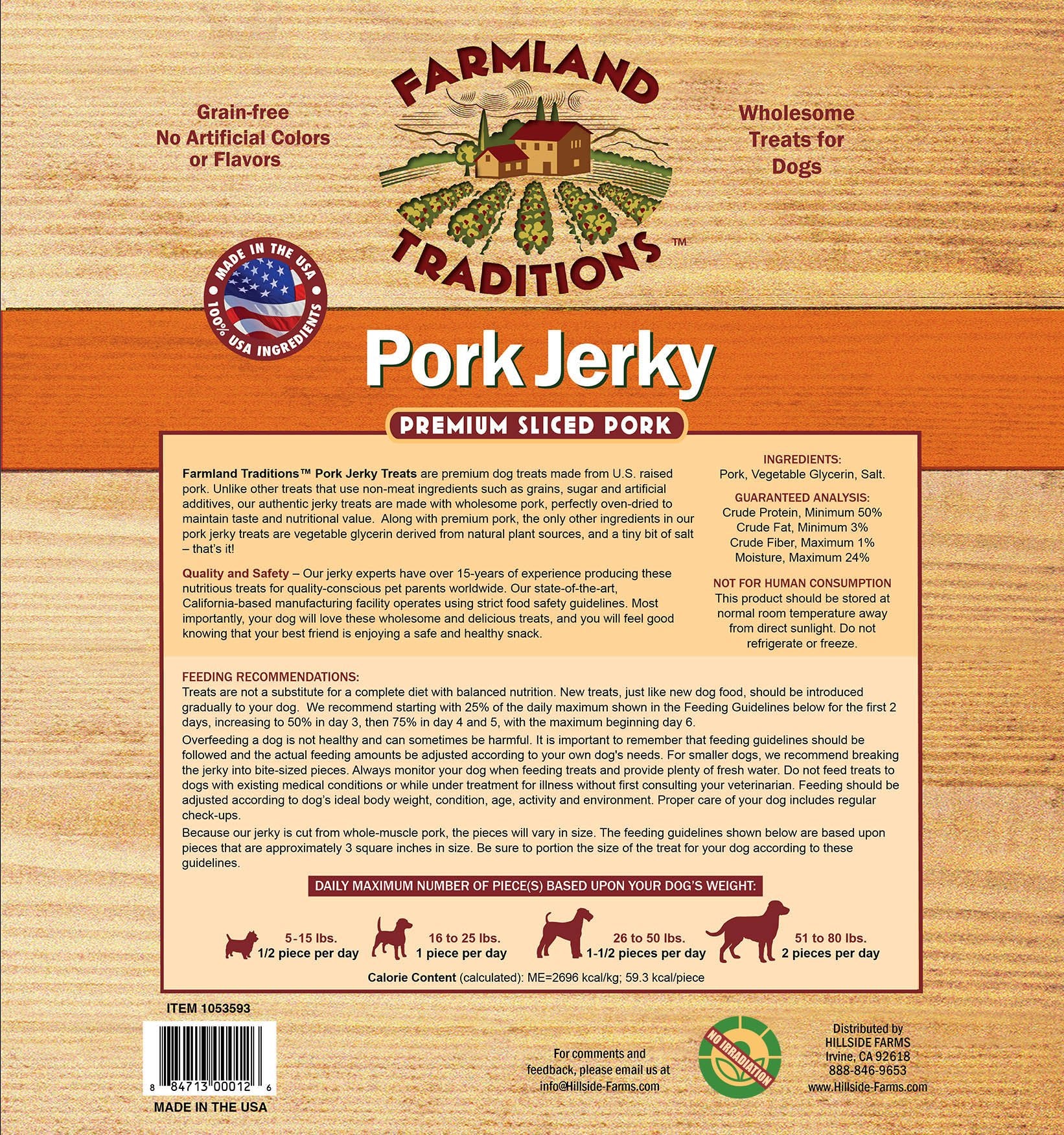 Viande séchée de porc Farmland Traditions, texture naturelle pour mâcher.