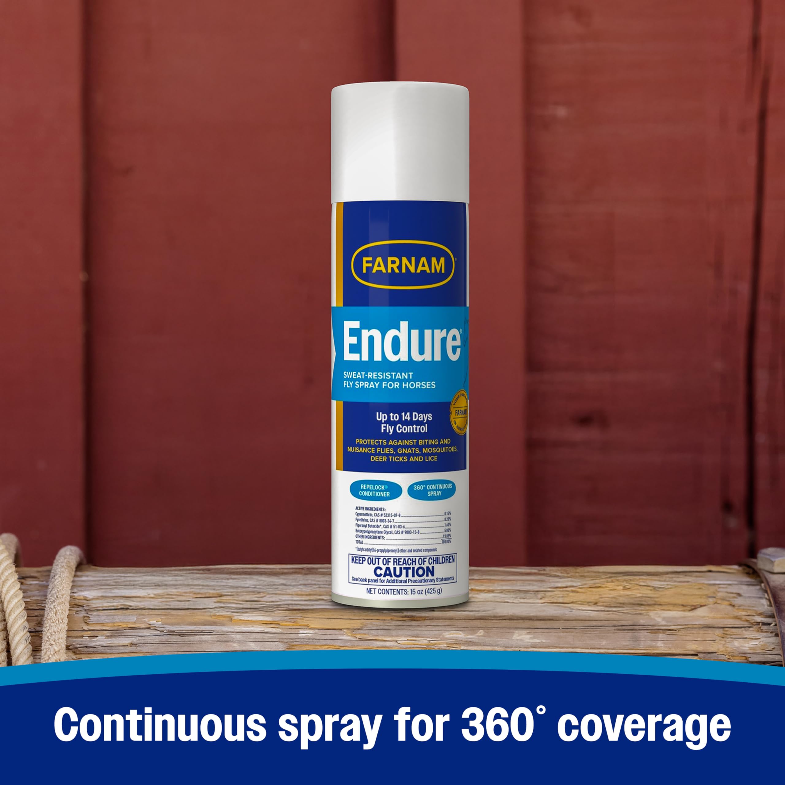 Farnam Endure – technologie-repelock décrit la liaison au poil pour une protection durable.