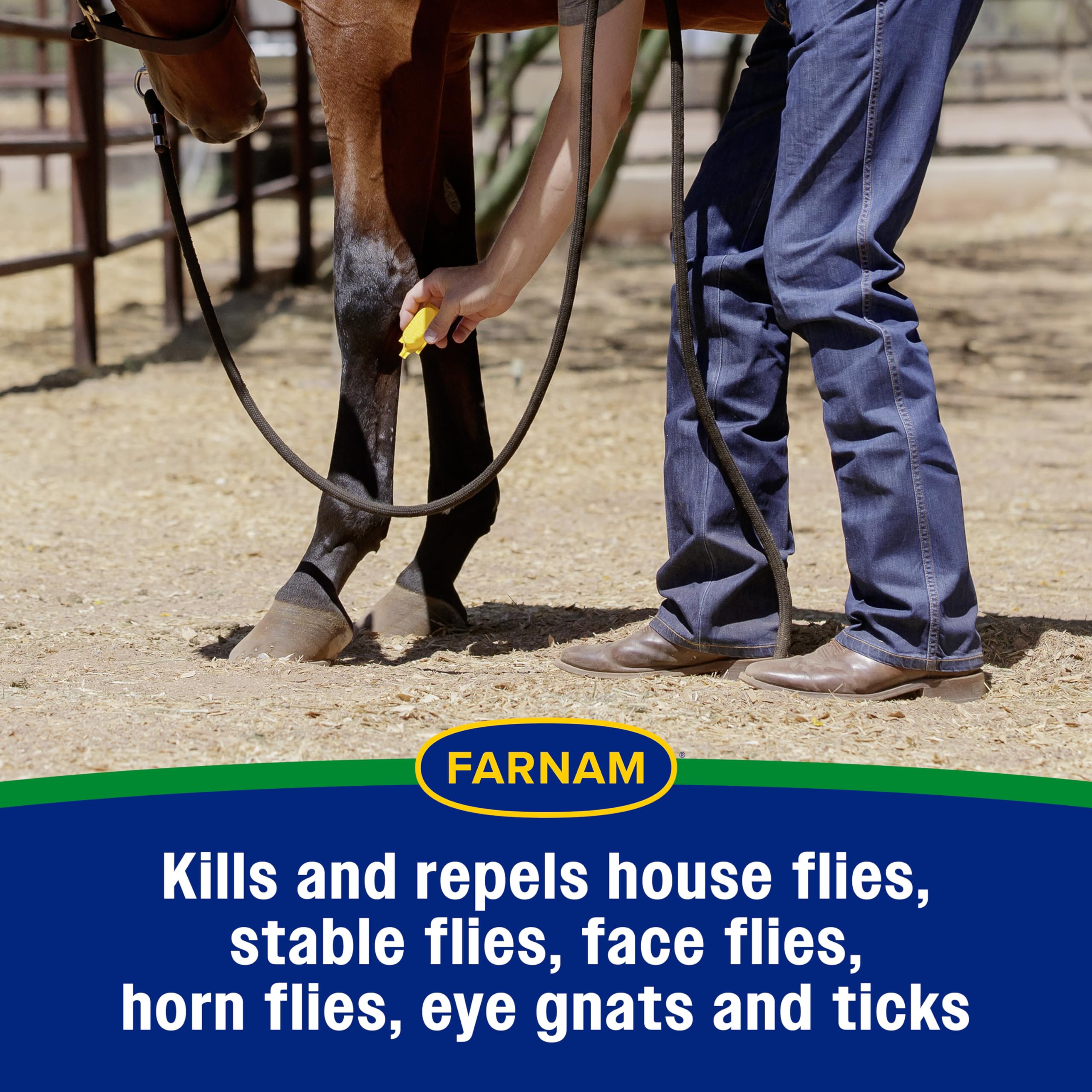 Farnam Equi-Spot protège le cheval contre les mouches du visage.