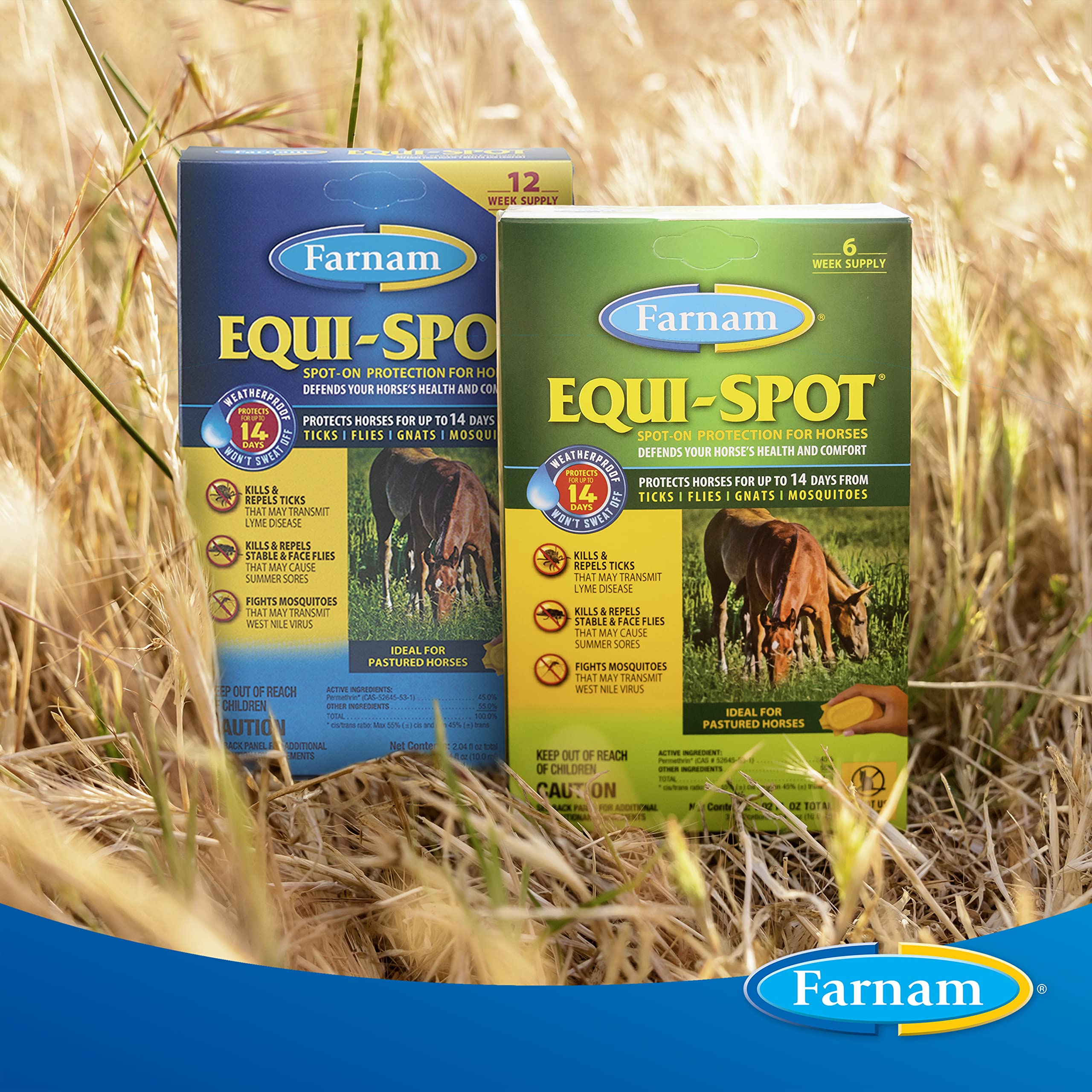 Farnam EQUI-SPOT résistance à la sueur: performance stable sous chaleur.