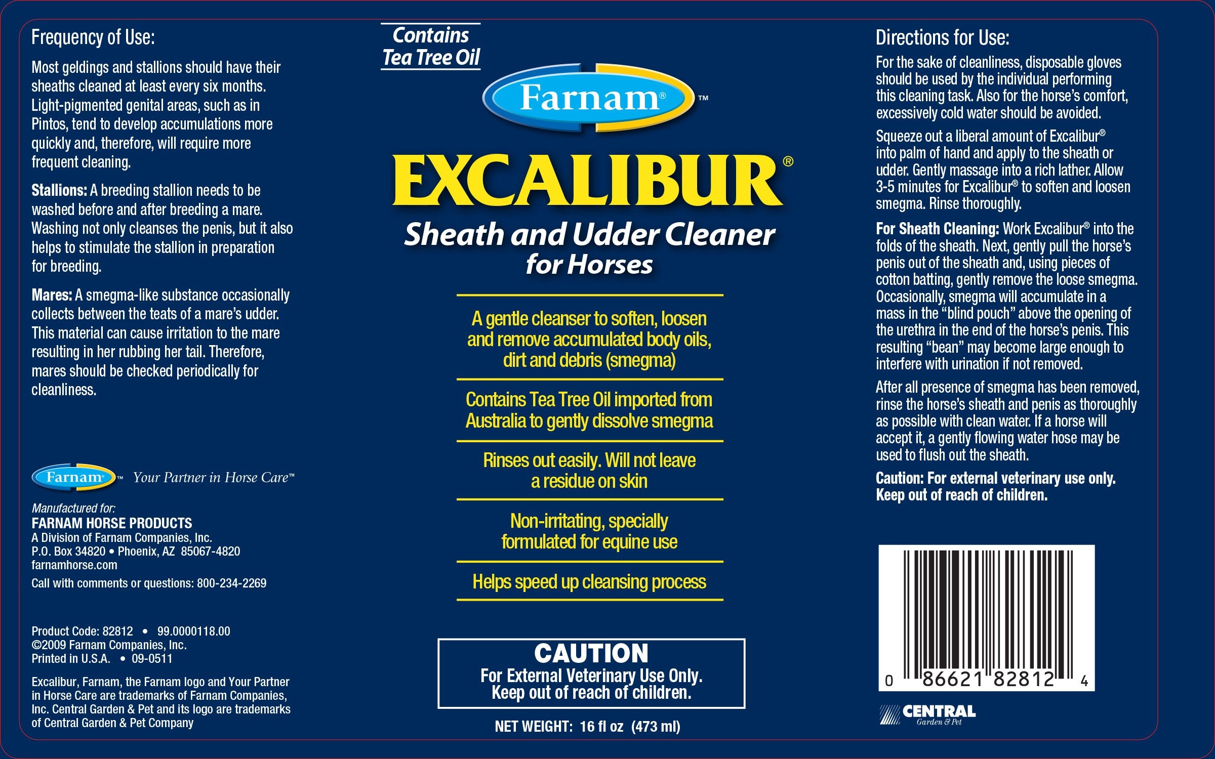 Farnam Excalibur – bouteille 16oz prête à l'emploi pour les soins équins.